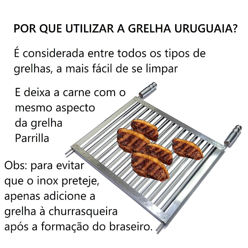 Grelha Parrilla em Inox Reforçada para Churrasqueira