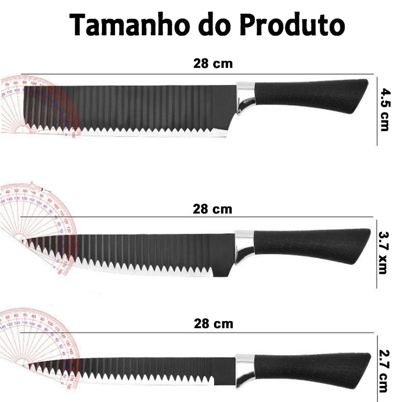 Jogo de Facas de Aço Inox Antiaderente